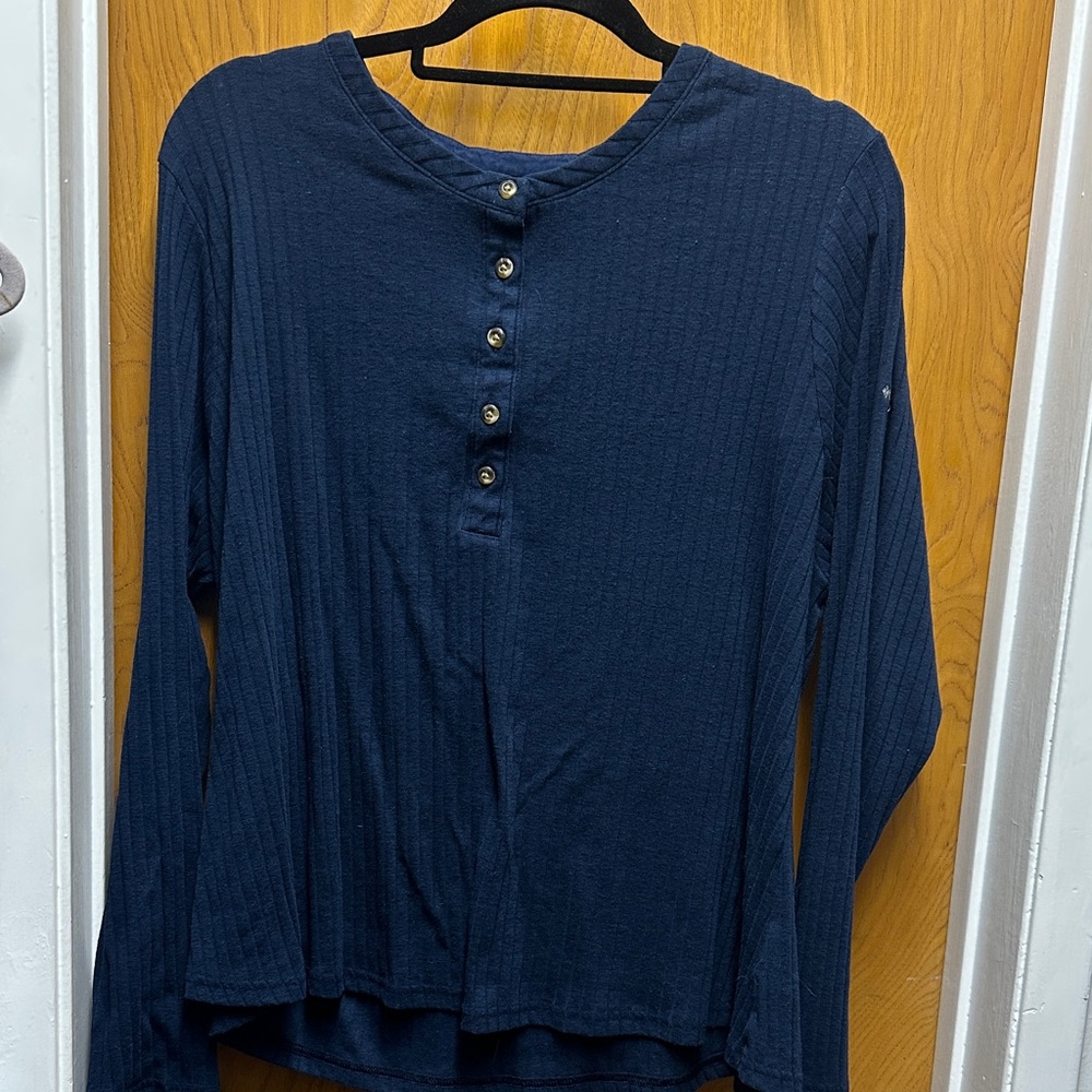 Elegant Navy Button-Down Shirt for Women